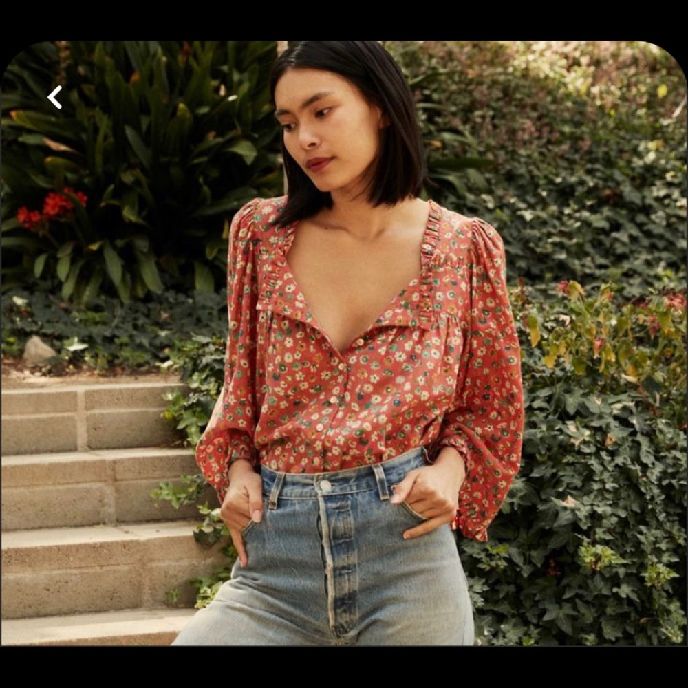 Doen lunaria top in poppy, size small